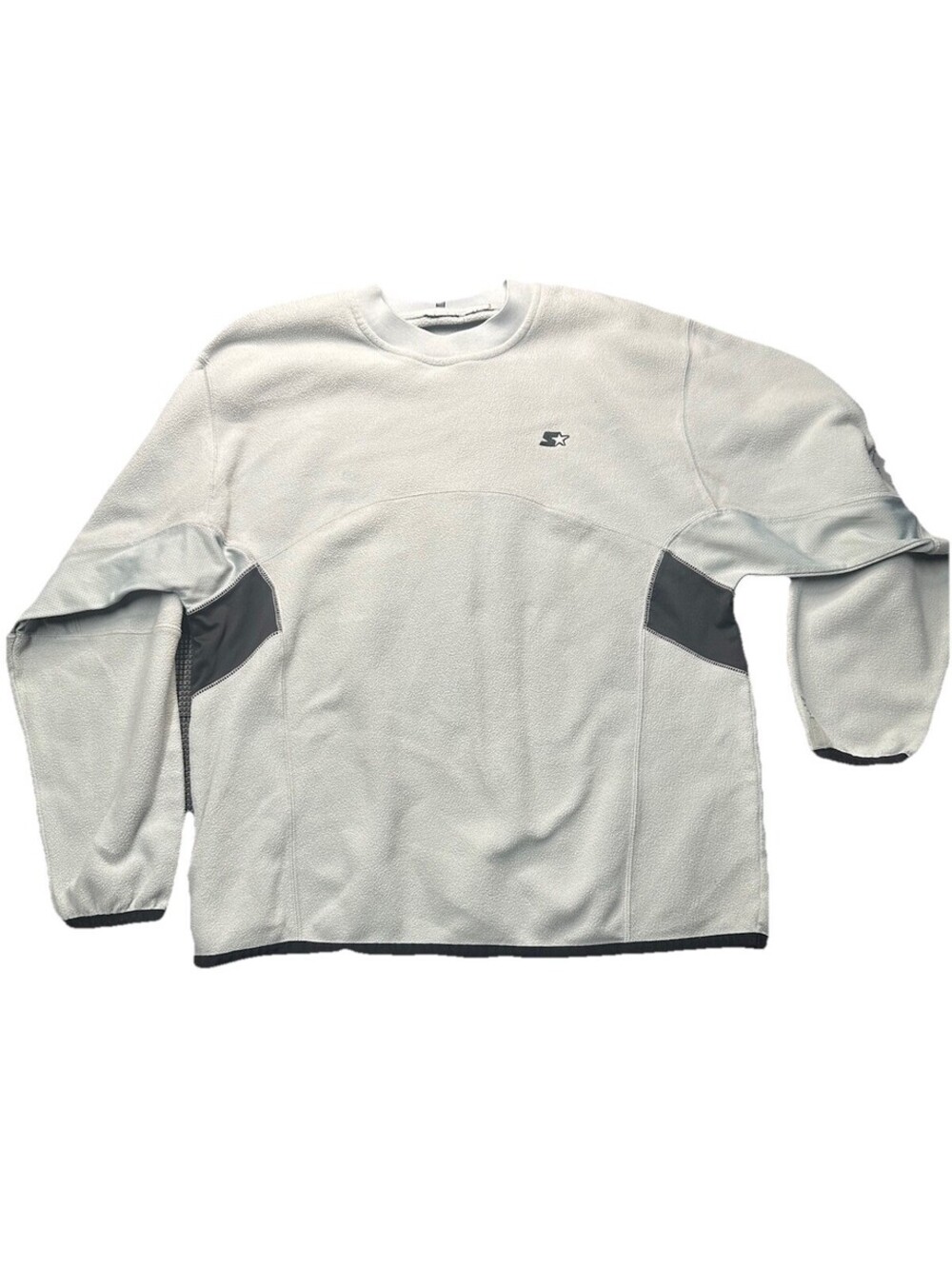 VTG Starter Fleece Pullover Sweatshirt Gray Black Mens XL Y2K Minimalist